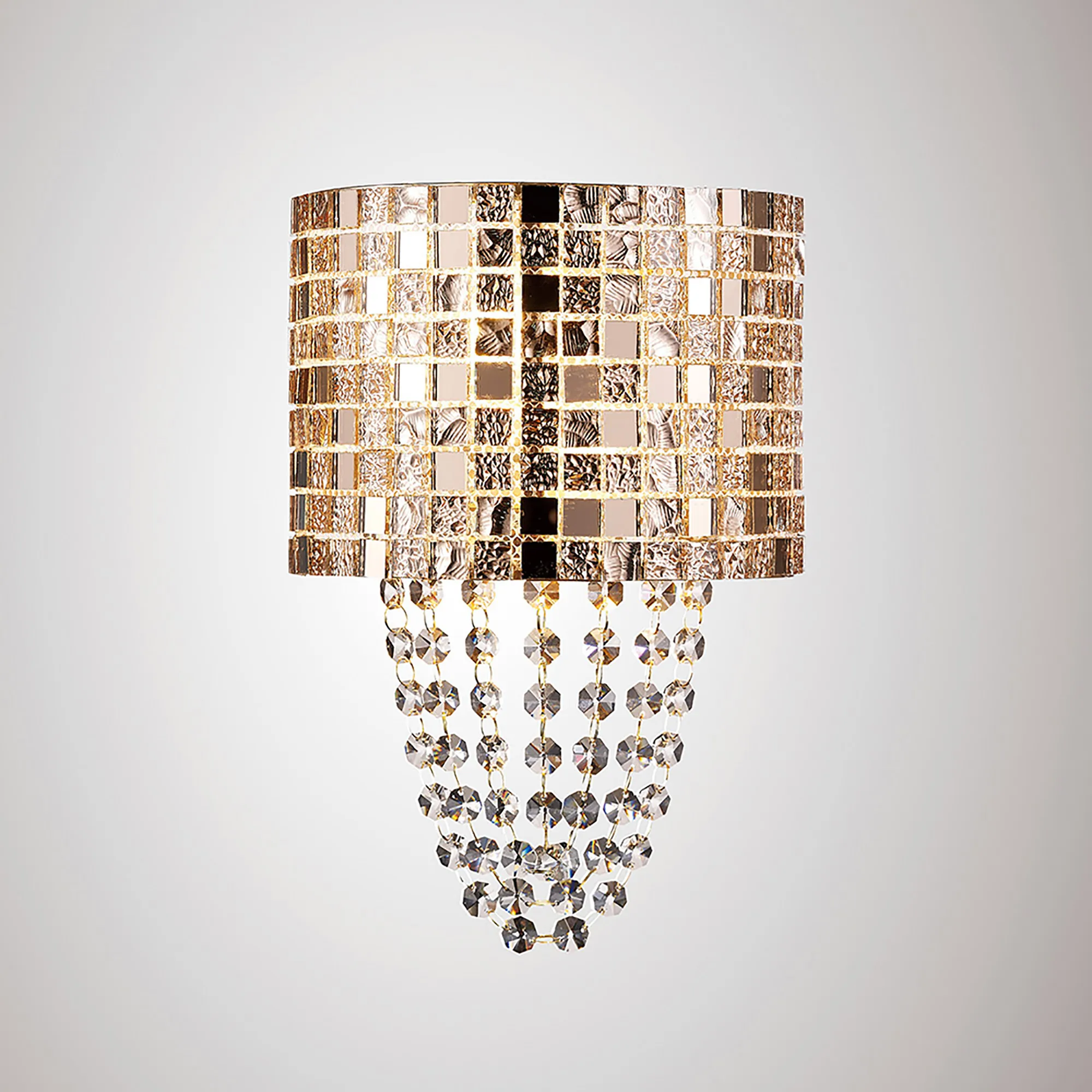 Camden Rose Gold Crystal Wall Lights Diyas Flush Crystal Wall Lights